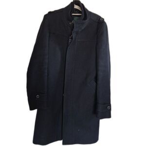 Vintage Navy Blue Wool Blend Overcoat Lining Heavyweight Jacket Men's M / 38